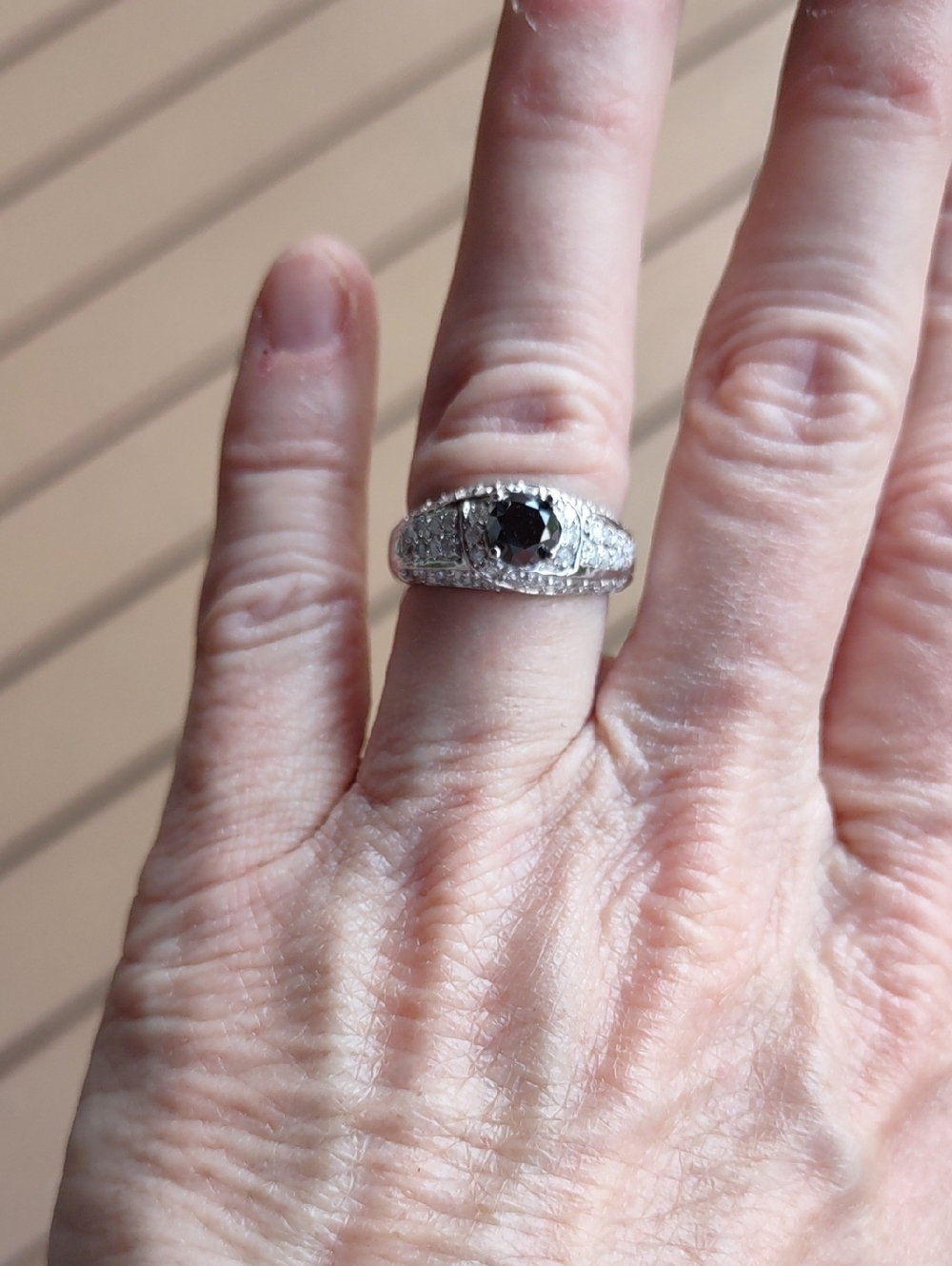 Black And Clear Natural Diamond Ring 10kt White Gold, Nwt, 6.5 - Picture 10 of 16